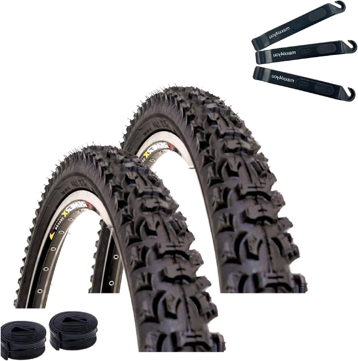 Fietsbanden Set - Banden en Binnenbanden - Fietsen Onderhoud - Noppenprofiel - 26 x 2.10 inch - Zwart