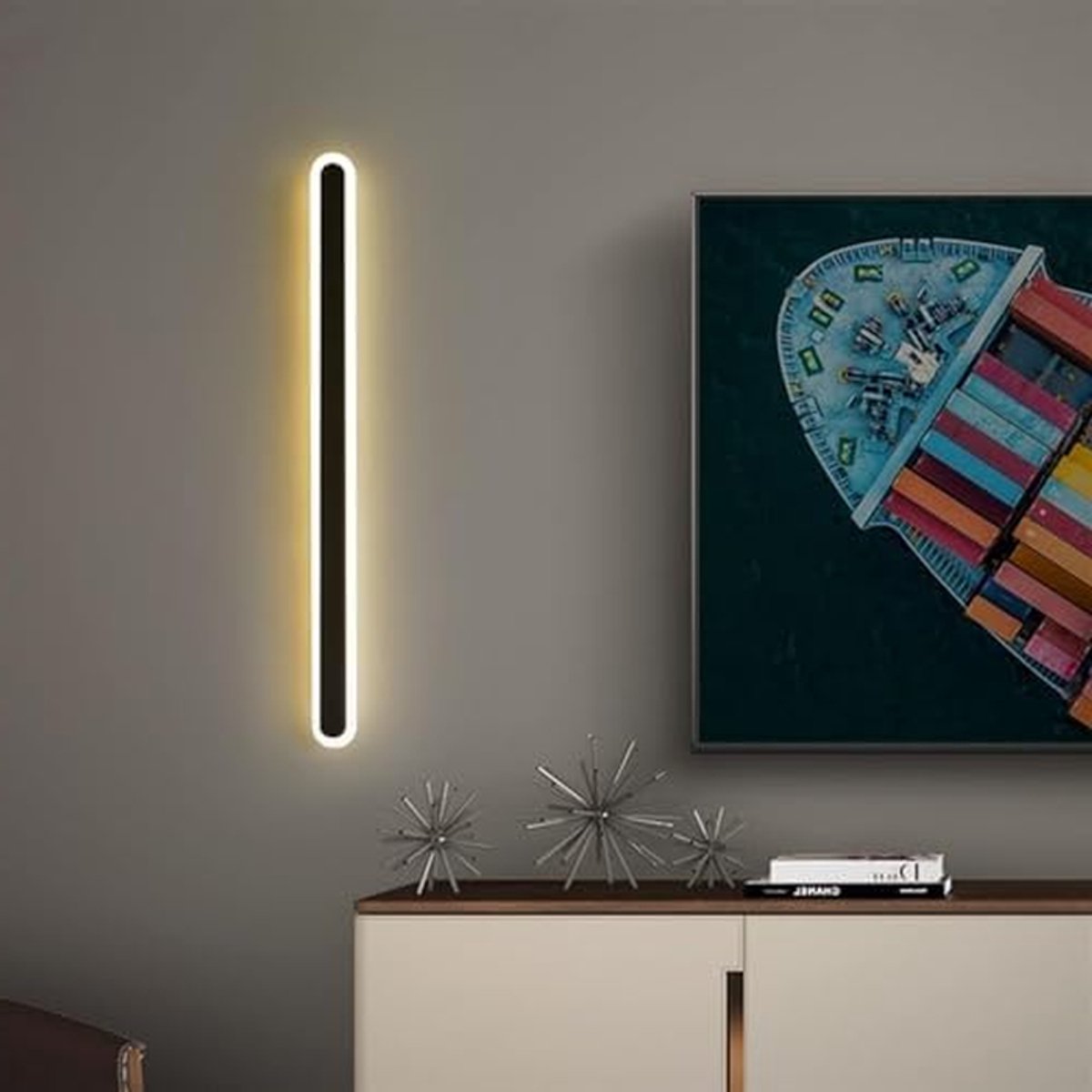 LED-strip wandlamp - Lineaire wandlamp Dimbare lamp - Sfeerverlichting Creëren - Moderne Scandinavische stijl - 40-120 cm - Zwart Wit