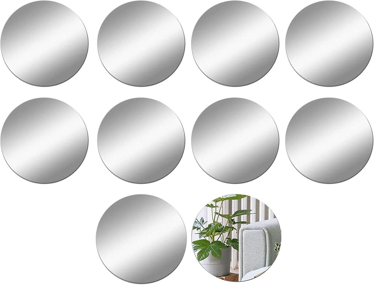 SnelShoppen - 10 Stuks Acryl Spiegels Klein Rond 10 cm Verwijderbare Spiegel Zelfklevend DIY Wandspiegel Decoratieve Spiegel voor Thuis Slaapkamer Woo