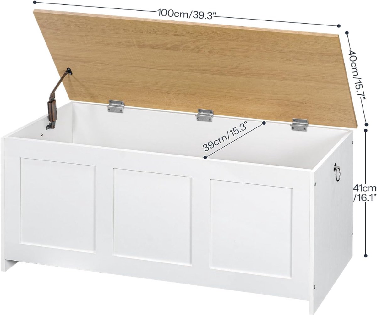NIVA® Speelgoedkist - Speelgoedkast - Opbergkist - Wit en Bruin - 40cm x 100cm x 41cm