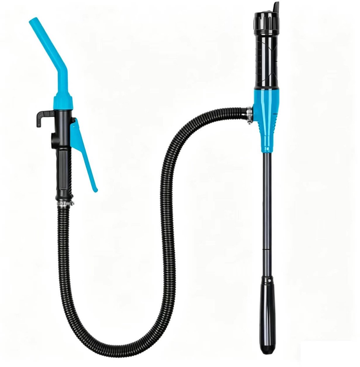 Elektrische brandstofpomp met verstelbare sproeier, waterpomp, brandstofafzuiger voor autotanks, accuaangedreven brandstofzuigslang. Verbeterde versie, blauw.
