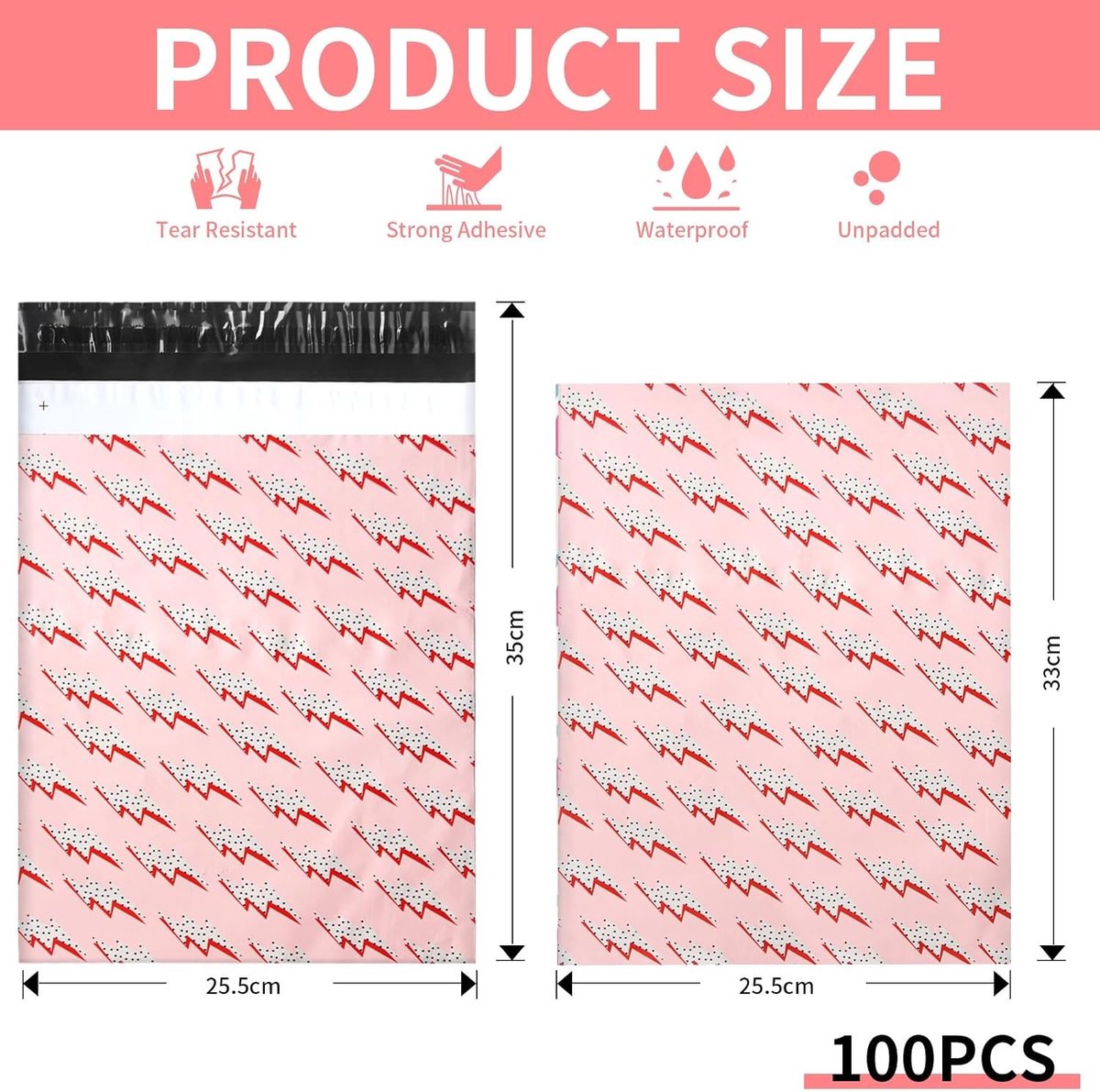 Verzendzakken 100 stuks - 25x35 cm zelfklevend, waterdicht en scheurbestendig - decoratieve verzendverpakking voor kleding en pakketjes