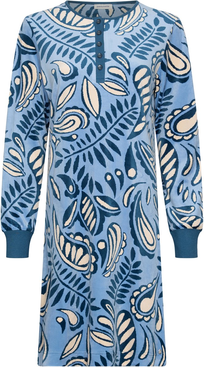 Pastunette Nachthemd - Soft Paisley - Velours Fleece - Blauw