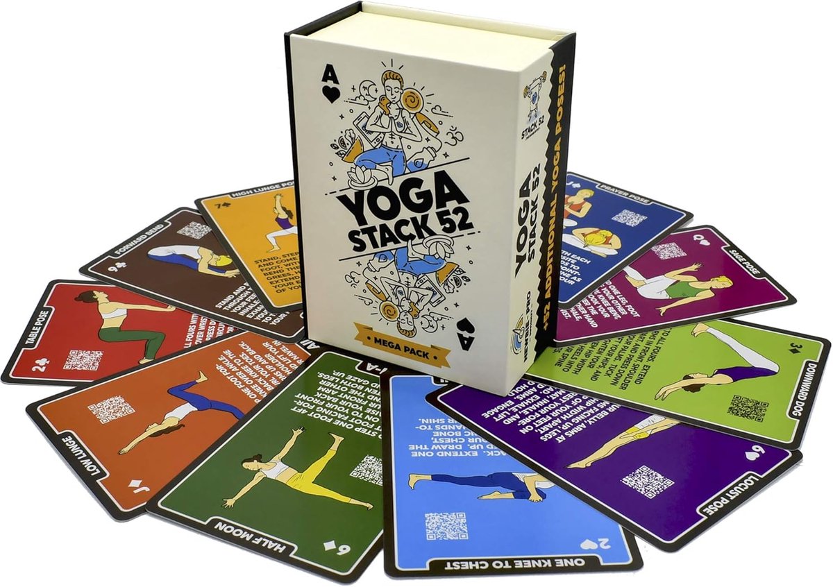 SnelShoppen - Stack 52 XL Set Yoga Oefenkaarten van Gecertificeerde Instructeurs | Inclusief Video-instructies | 104 Postures en Asana's voor Beginner