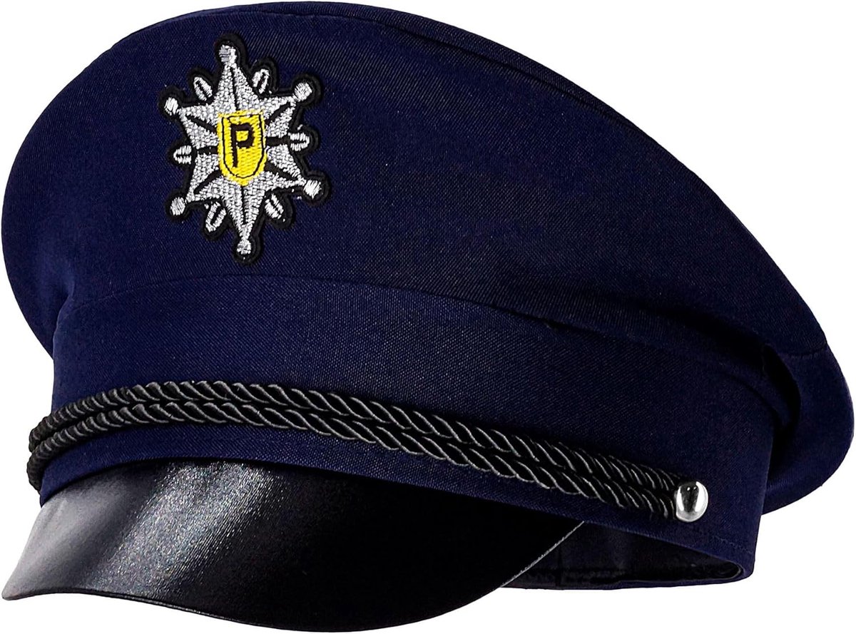 SnelShoppen - Politiepet voor Kinderen - Donkerblauw - Politie Kostuum Accessoire - Geschikt voor Jongens en Meisjes - Perfect voor Feesten en Rollens
