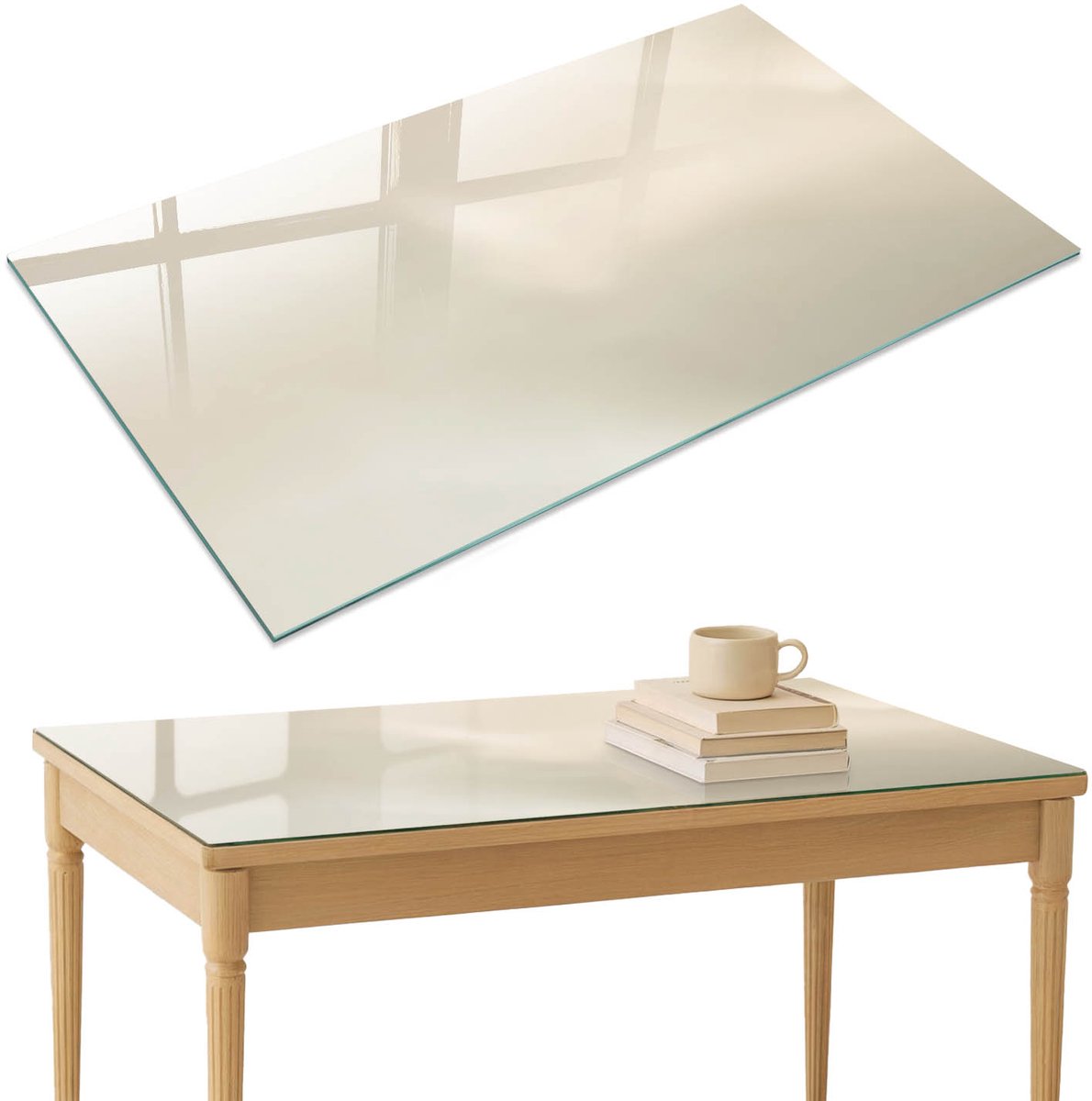 ArtPrintCave Subtiele harmonie Glazen Tafelblad 120x80 cm - Tafelblad Rechthoek - Romig Keukentafel - Achtergronden en patronen Keukentafel