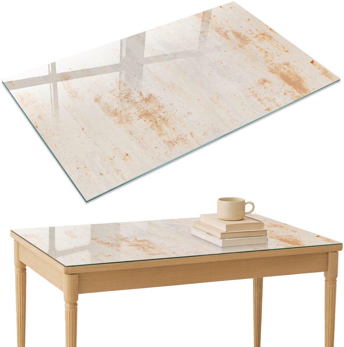 ArtPrintCave Rustieke achtergrond Glazen Tafelblad 120x80 cm - Tafelblad Rechthoek - Beige Terrastafel - Texturen Terrastafel