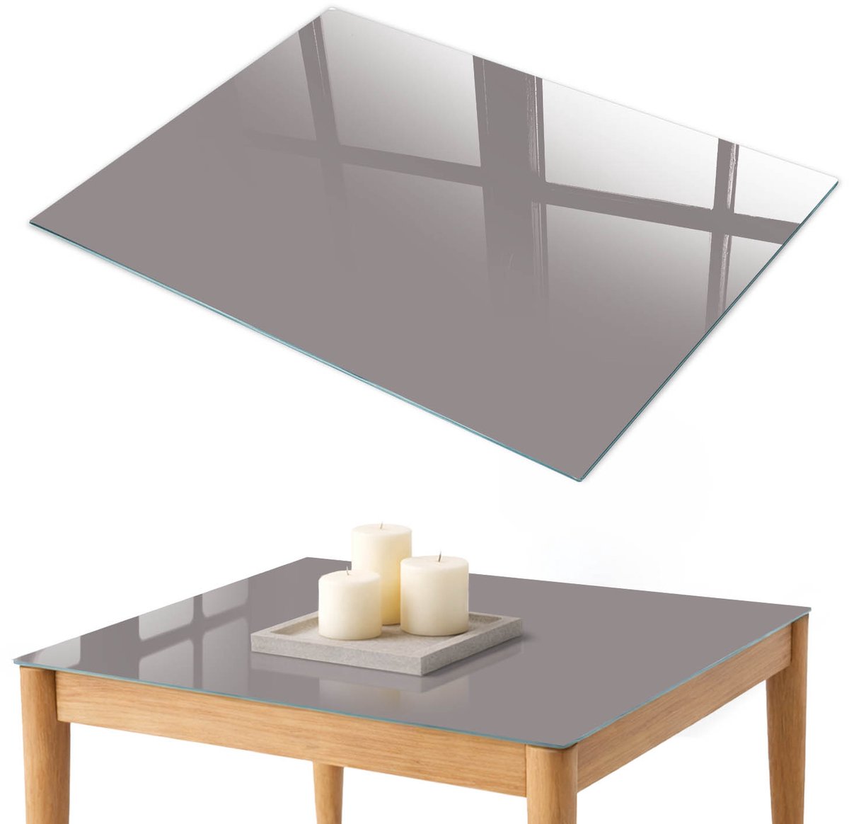 ArtPrintCave Asgrijs Glazen Tafelblad 100x70 cm - Tafelblad Rechthoek - Paars Tafelblad Glas - Achtergronden en patronen Keukentafel