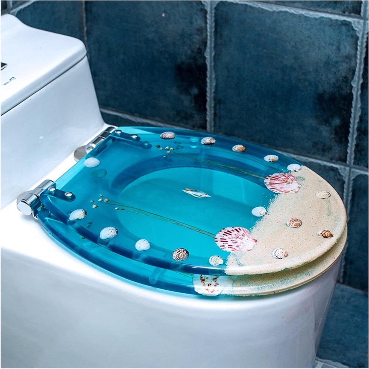 Toiletbril Hars - WC Deksel - Badkamer Opknappen - 3D Zandschelp Design - Universeel - Wit