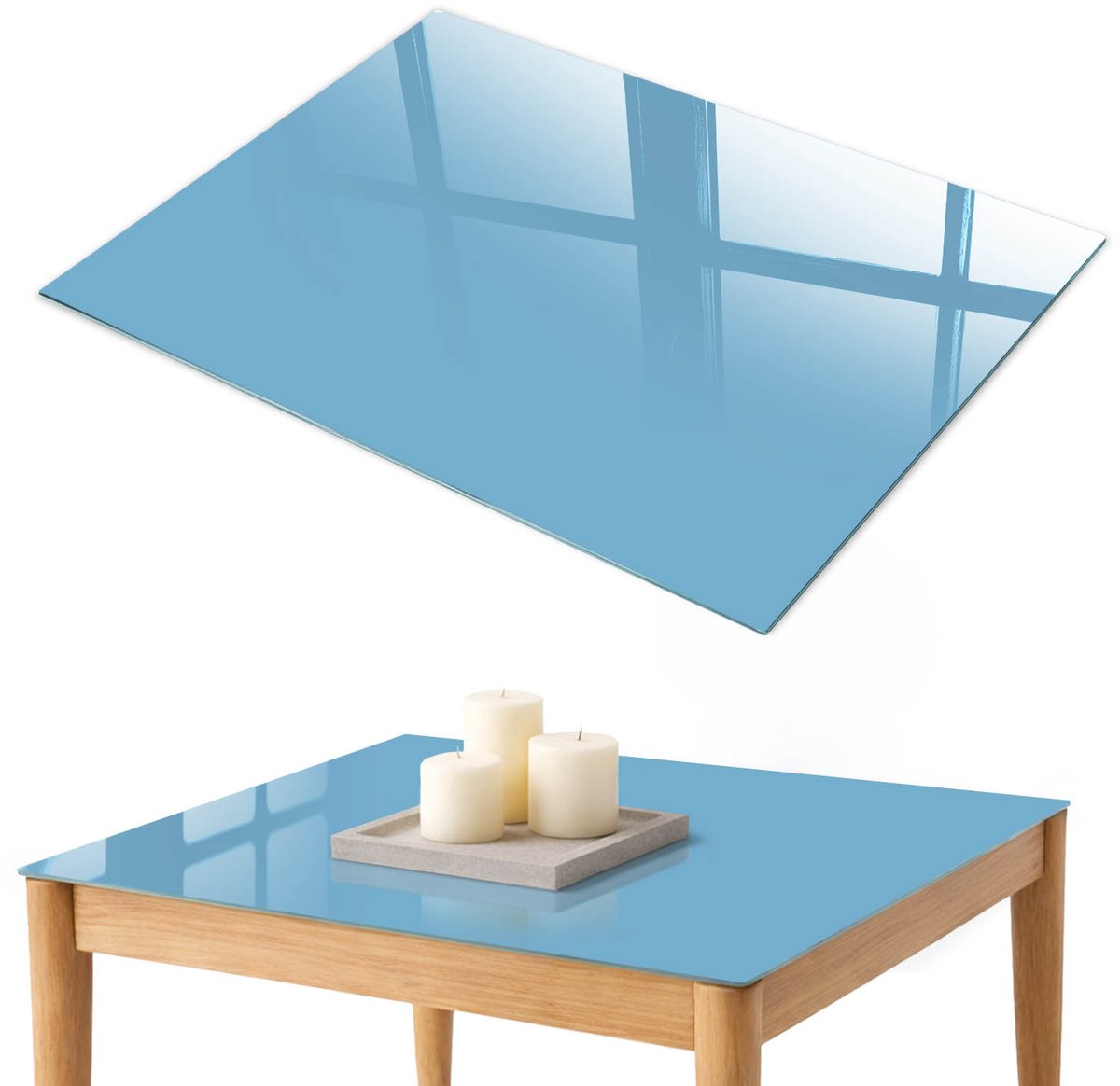 ArtPrintCave Blauwe kleur Glazen Tafelblad 100x70 cm - Tafelblad Rechthoek - Blauw Bureaublad - Achtergronden en patronen Tafelblad Glas