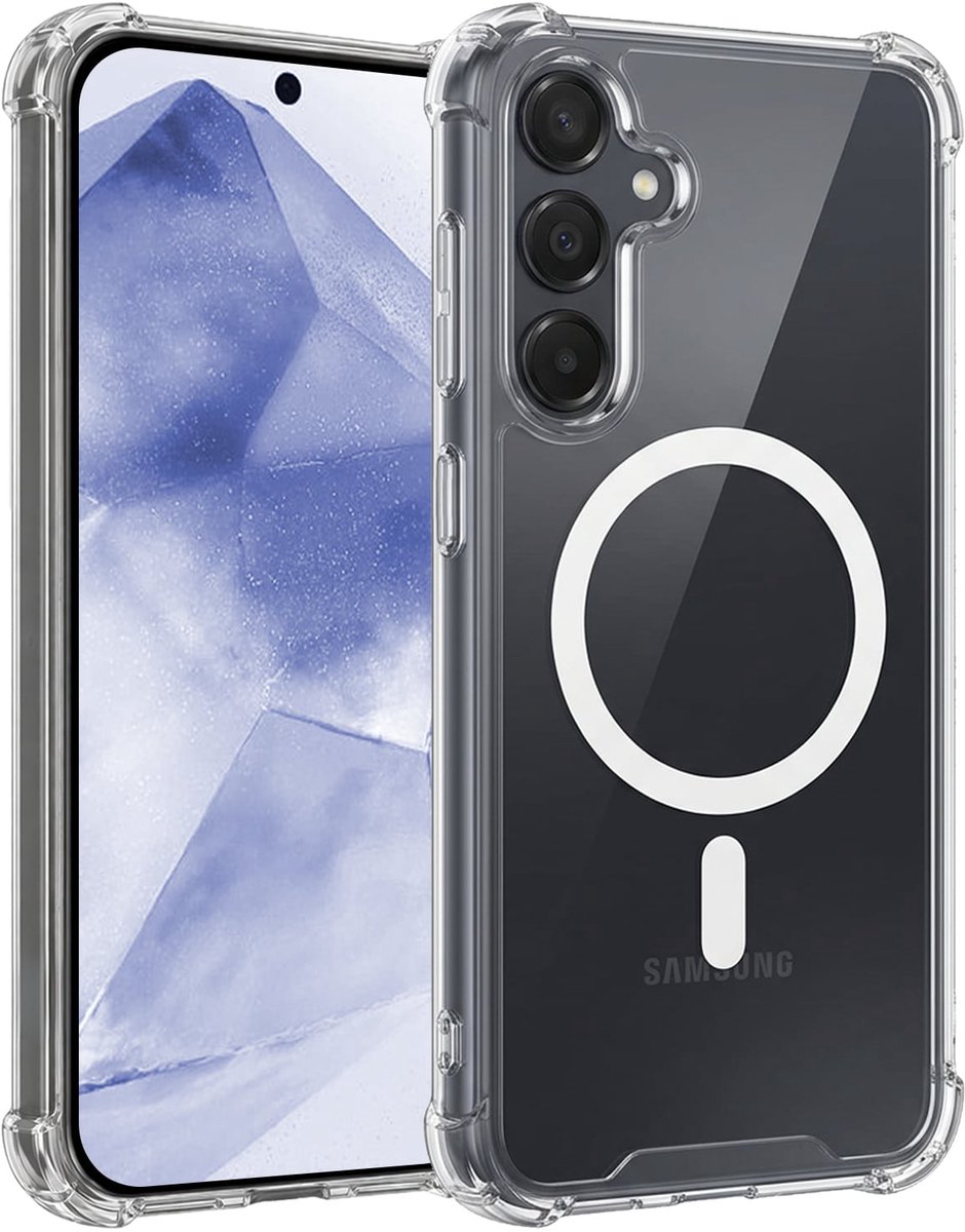 Hoesje - Geschikt voor Samsung Galaxy A55 - Magsafe Compatible - Sterk & Shockproof - Back Cover - Telefoon Hoes Shockproof - Shock Proof Case - Telefoonhoes - Transparant