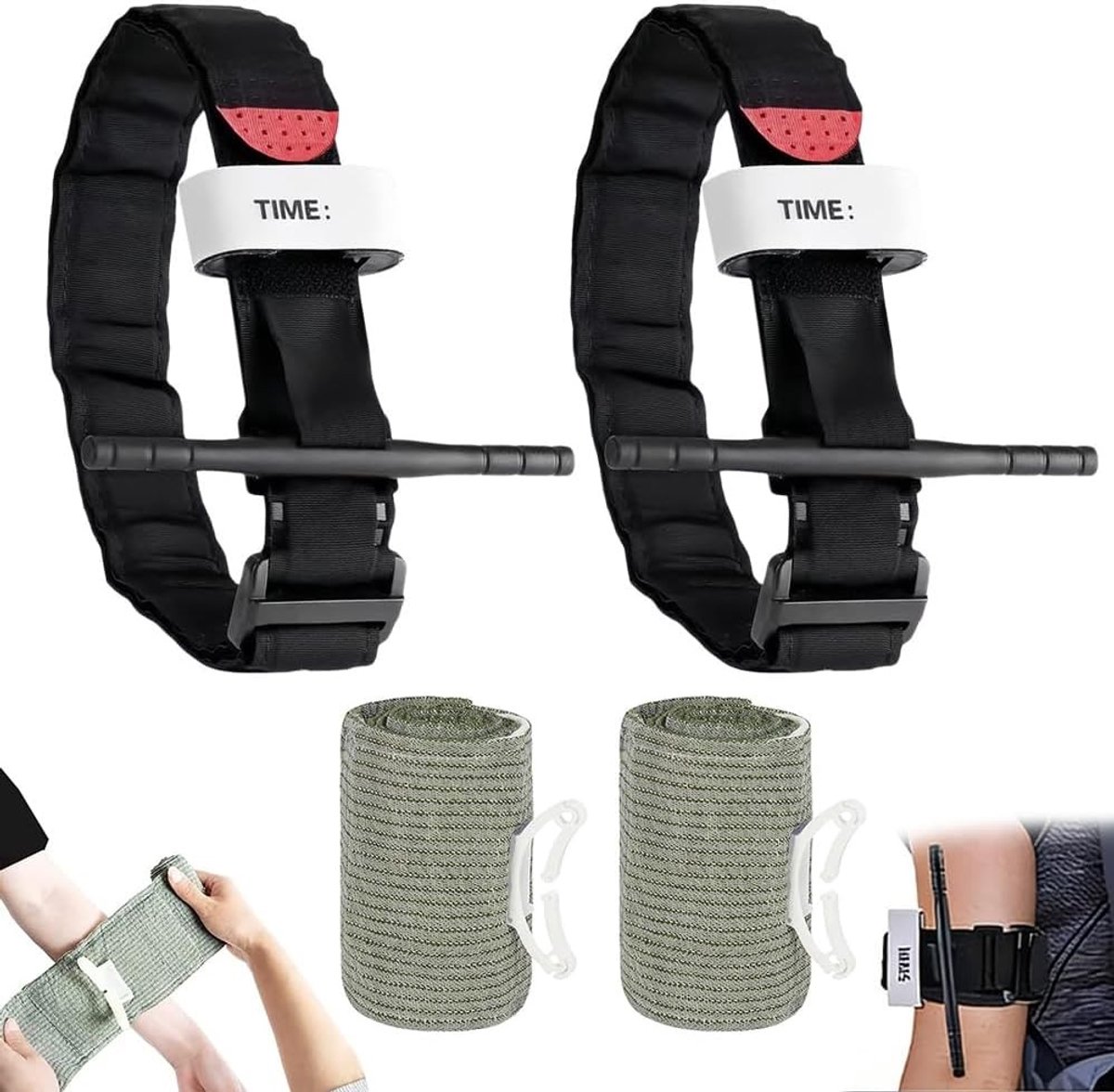 4 Pack Nood Tourniquet voor Buiten, Tactische Hemostatische Bandage, Eenvoudige Eén-Hand Bediening voor Sport en Wandelen