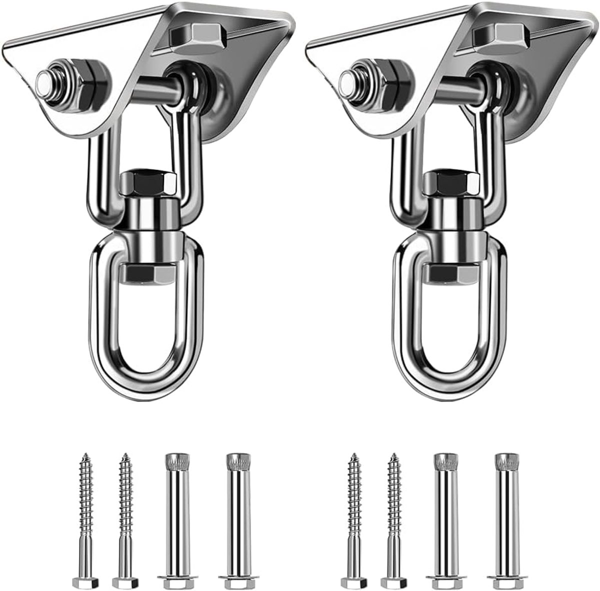 SnelShoppen - RVS Plafondhaken Zware Kwaliteit - Set van 2 - 360° Draaibare Bevestigingshaak voor Hangstoel, Hangmat, Slings Trainer, Bokszak, Hout en