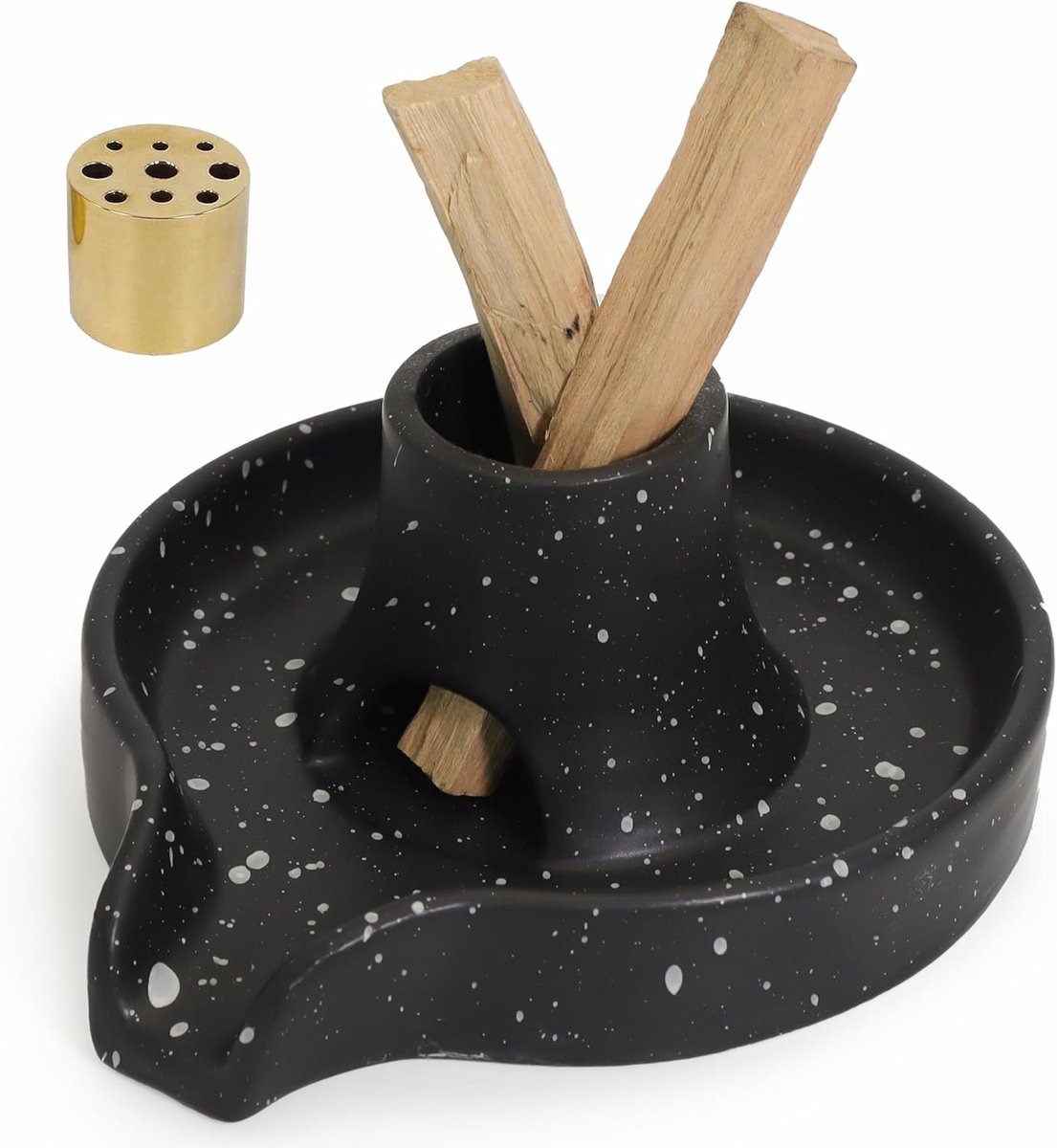 SnelShoppen - 3-in-1 Unieke Ontwerp Wierookhouder Keramische Wierookkom voor Alle Wierook, Wierookstokjes, Palo Santo Houder, Witte Salie, Afneembare