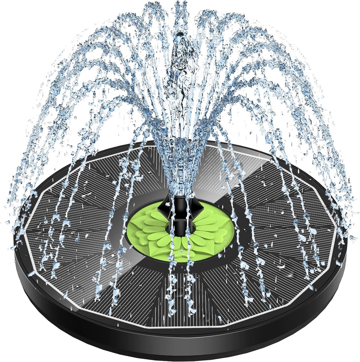 Zonne Fontein Glas, 3.5W Zonne Vogelbad Fontein Pomp Zonder Batterij Met 4 Vaste Stangen & 7 Sproeiers, Zonne Water Fontein voor Vogelbad, Tuin, Buiten, Vijver (Zwart)