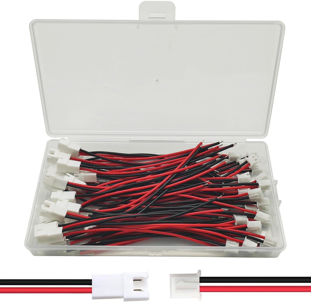 30 paar JST XH 2,54 mm connectoren mannelijk en vrouwelijk, 2-pins connector plug mannelijk & vrouwelijk, mini micro JST XH 2,54 mm 2-polige stekker met 80 mm kabeldraad