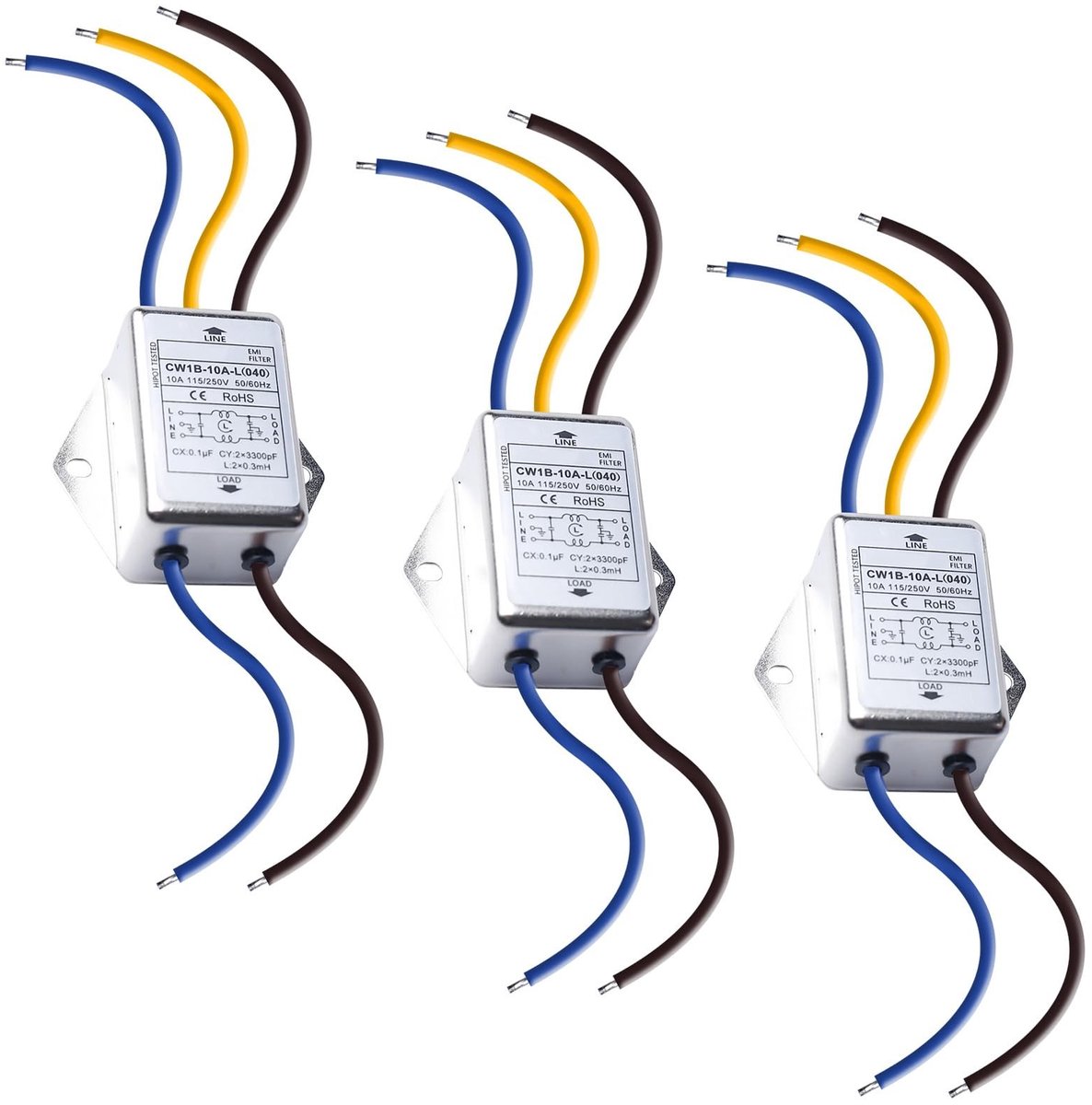 Omgoods - 3 Stuks EMI Netfilter 250V voor Elektromagnetische Storing