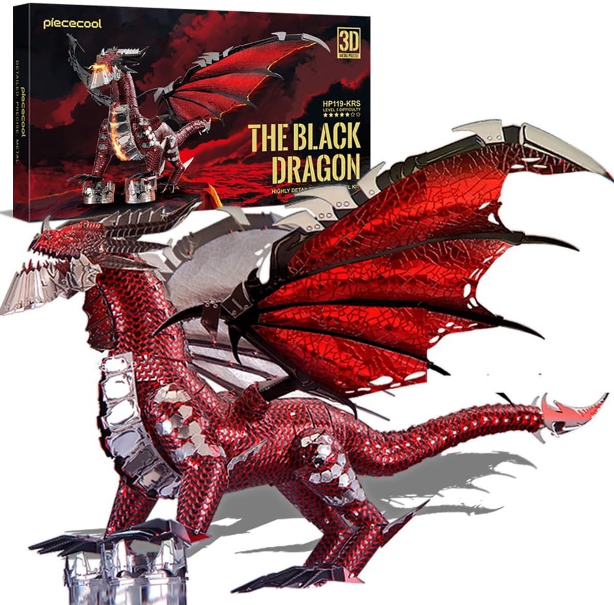 Omgoods - 3D Metaal Puzzel Black Dragon Model Kit voor Volwassenen