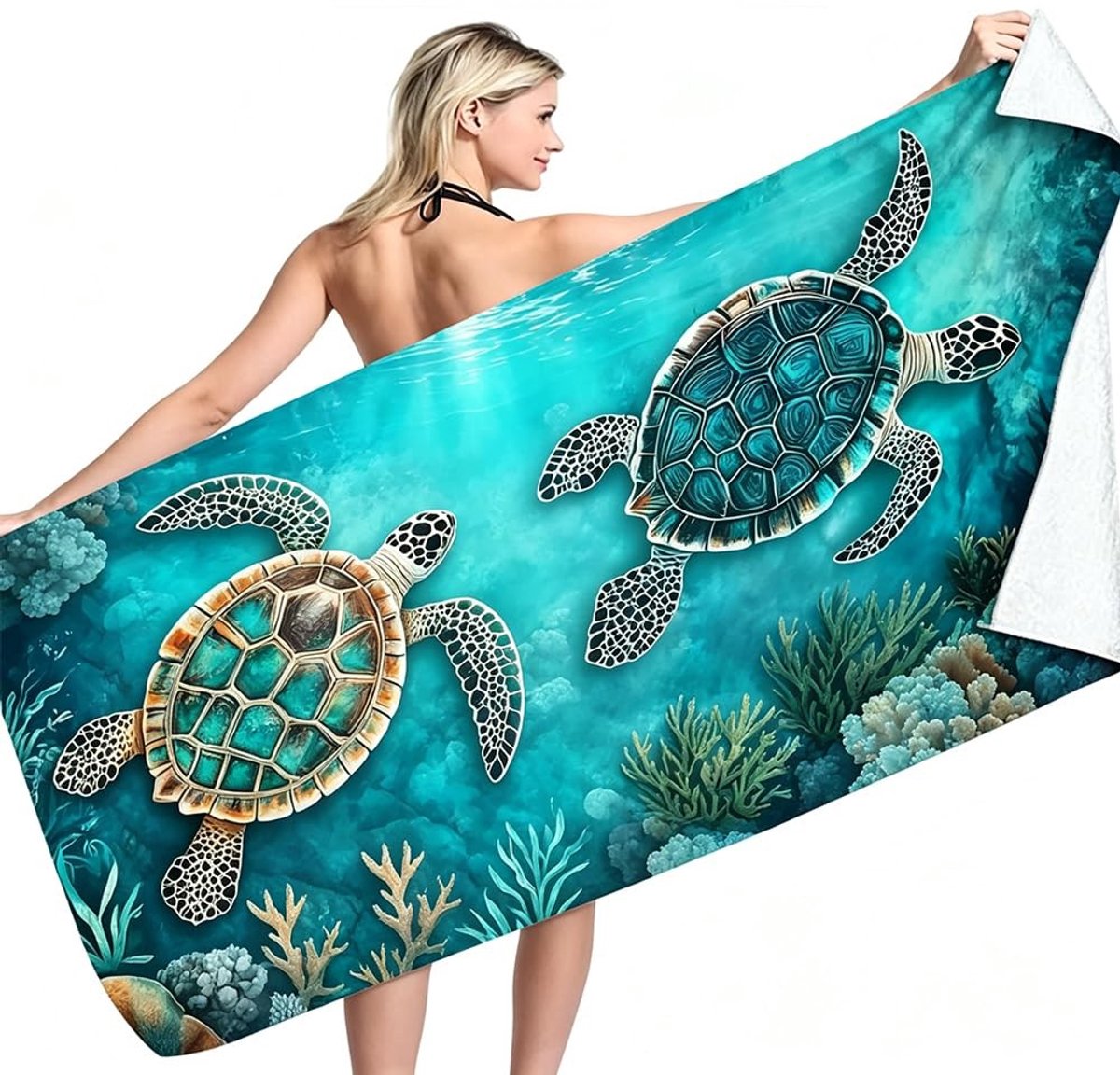Omgoods - Sneldrogend Microfiber Strandlaken met Schildpadontwerp 180 x 90 cm