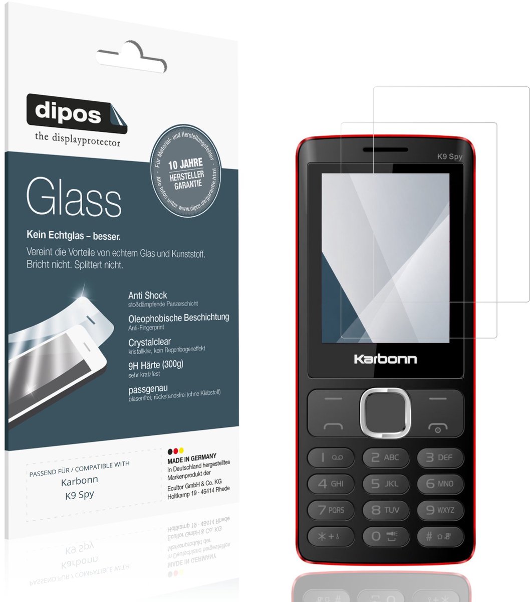 dipos – 2x Pantserfolie geschikt voor Karbonn K9 Spy | 9H Screenprotector