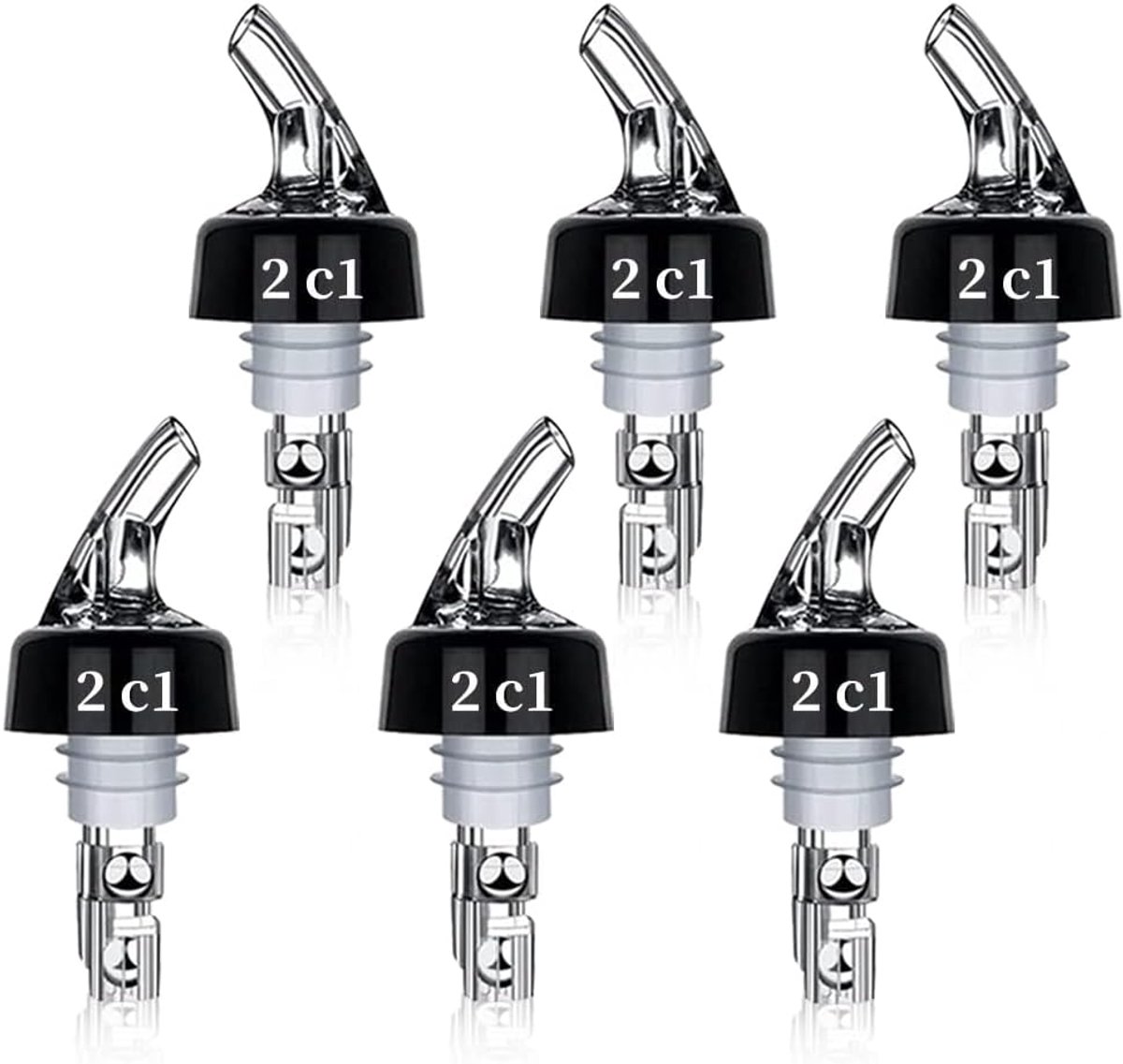 bar portioneerder sterke dranken, 6 stuks 2cl flessenschenktuit, doseerhulp, automatische maatflessenschenktuit voor cocktails, wijn en schnaps (2cl)
