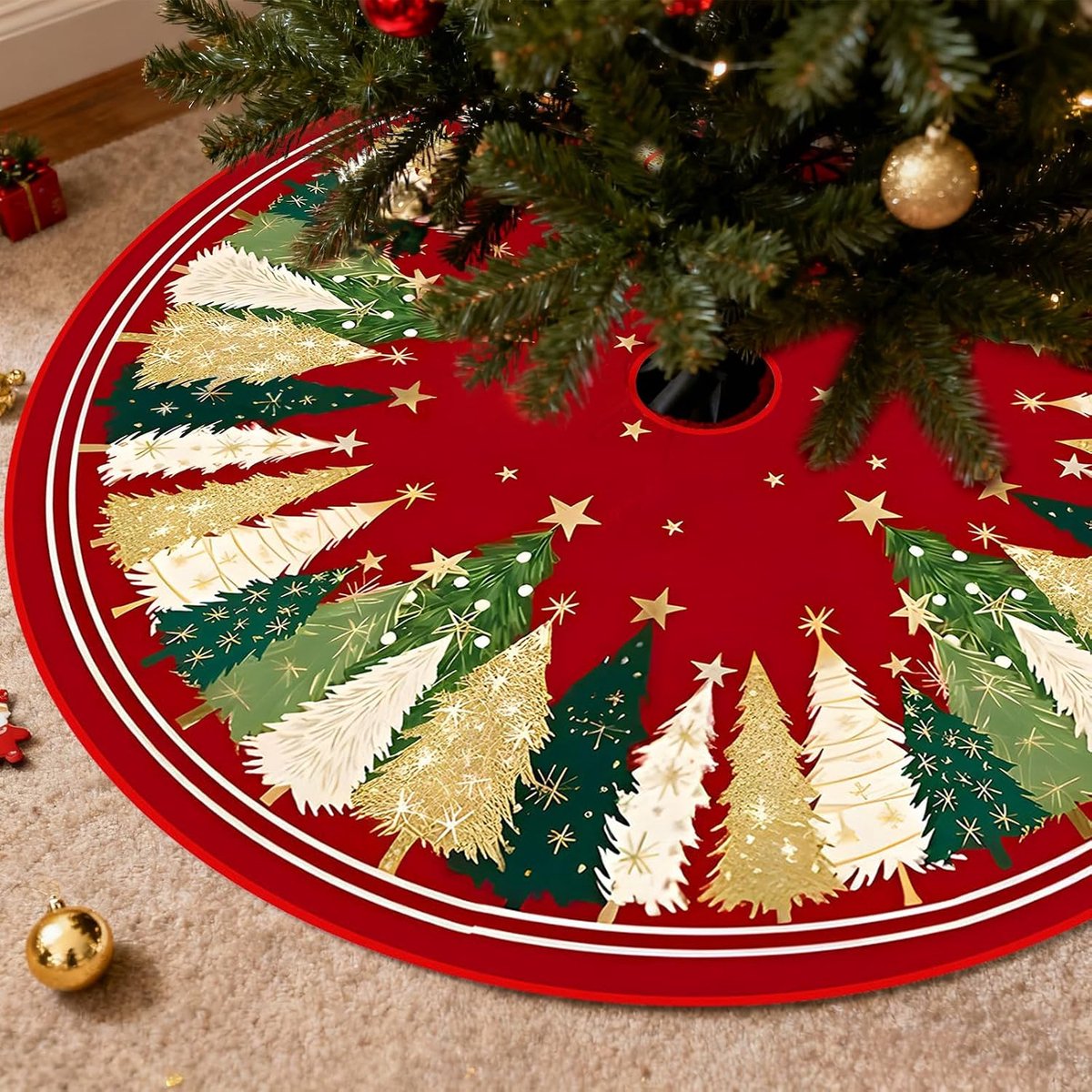kerstboomdeken, kerstboomrok, kerstboomdecoratie voor vrolijk kerstfeest, feestdeken, rok, decoraties