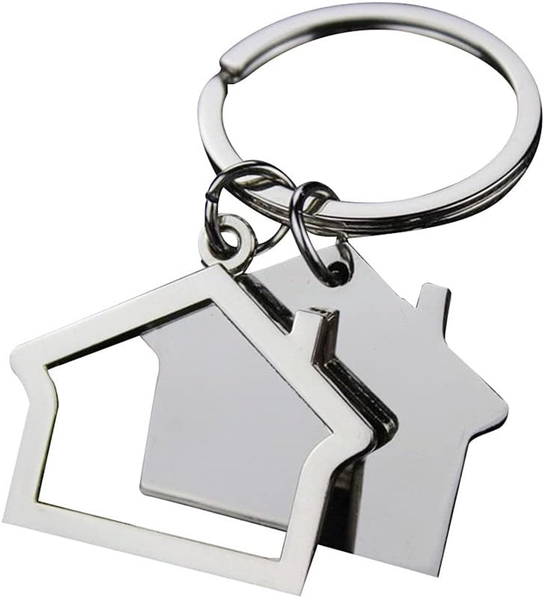 Sleutelhanger Moderne Huis Thuis Sleutelhanger Metalen Uithollen Sleutelhanger Sleutelhanger Unisex Verjaardag Kerstcadeau Gift, Zilver, S