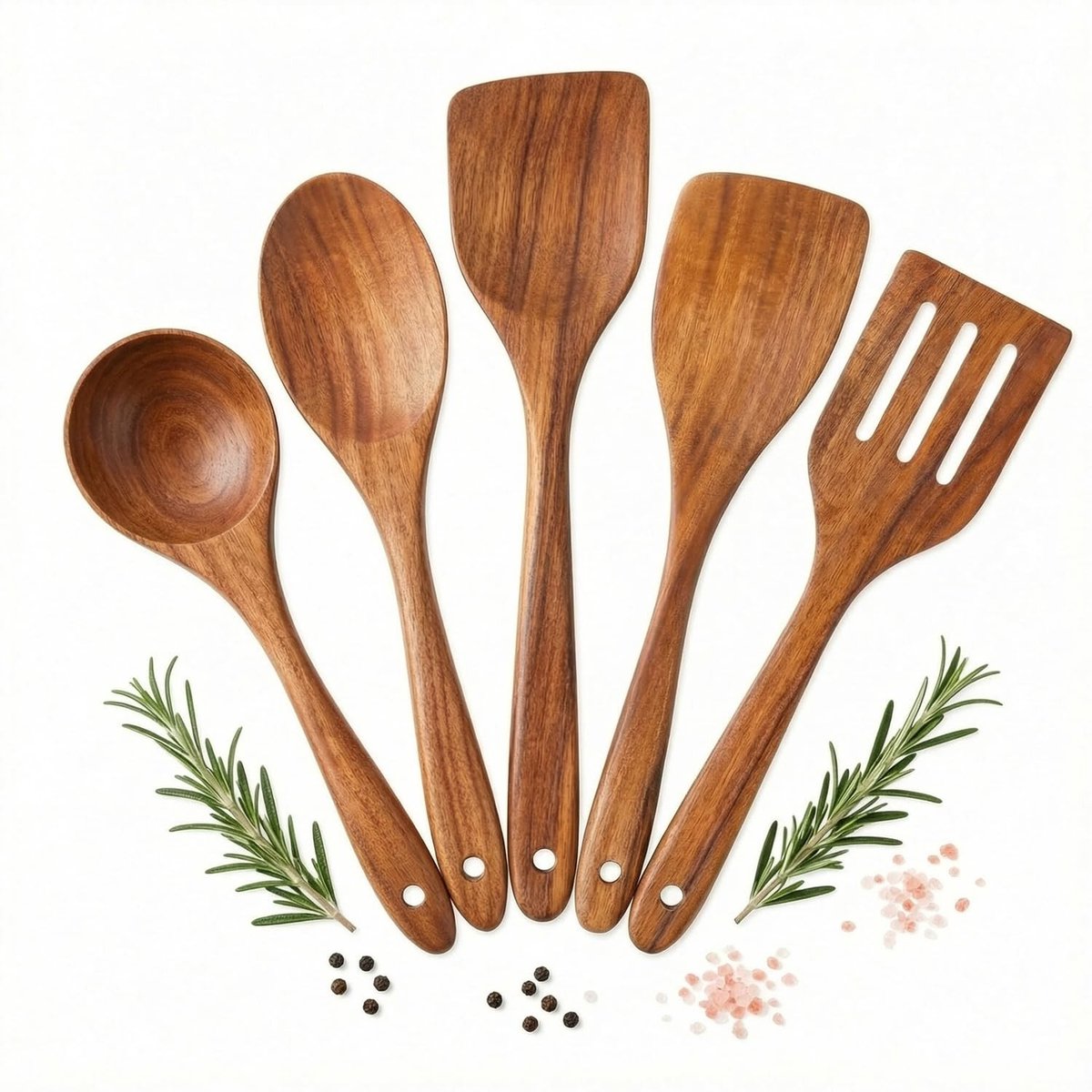 Omgoods - Houten Kooklepel Set - 5-delige Set met Maatlepels