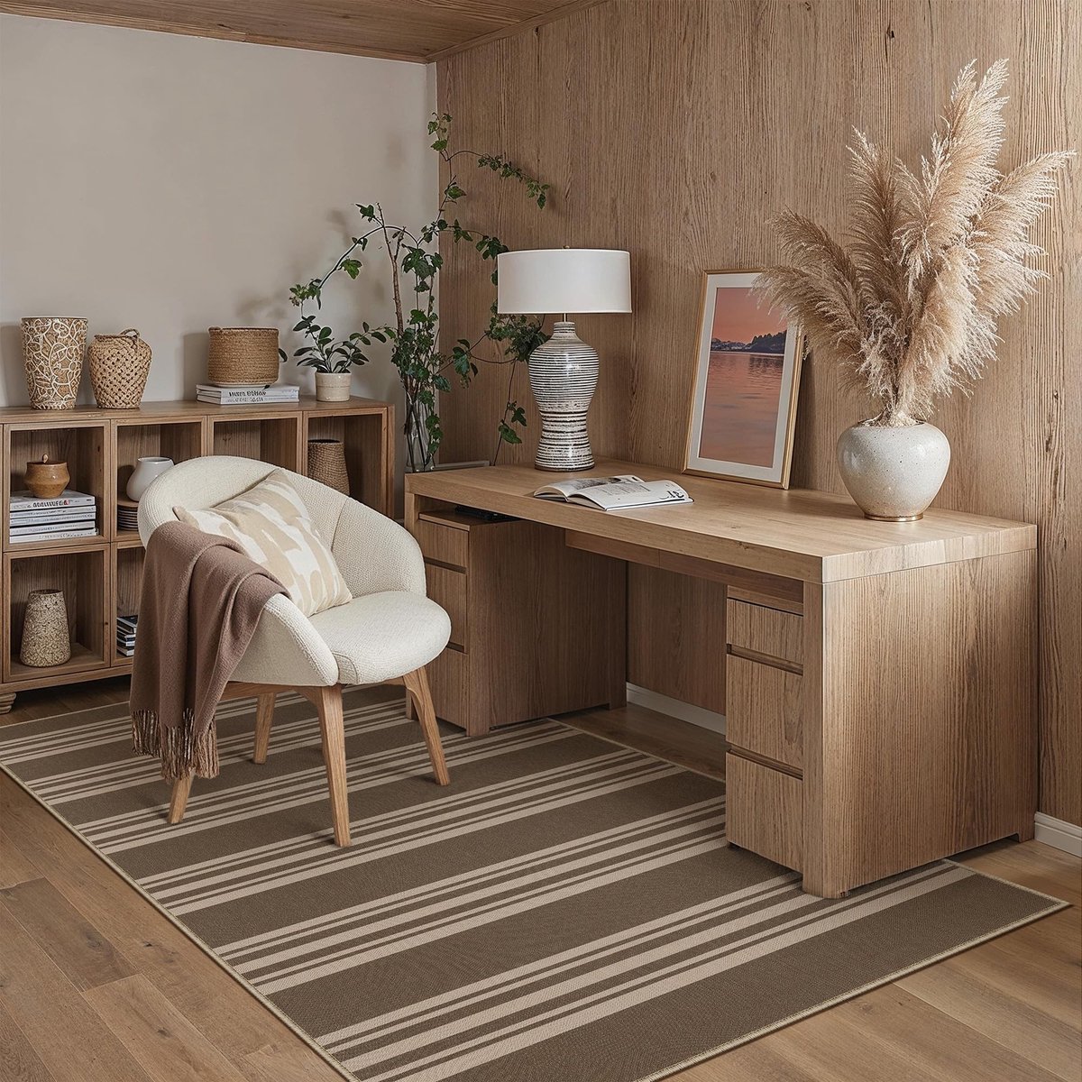 Omgoods - Jute Look Vloerkleed 80x150cm - Antislip en Wasbaar voor Binnen en Buiten