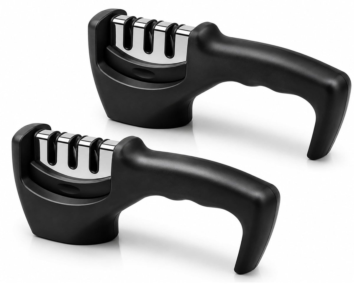 Omgoods - Handmatige Mes Slijper met 3 Niveaus voor Keukenmessen