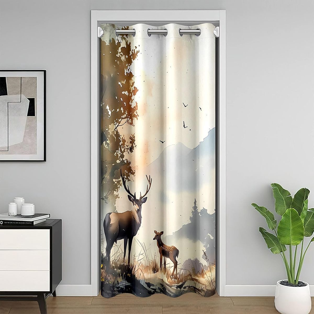 Omgoods - Deurgordijn met Hert Patroon - 106 x 203 cm