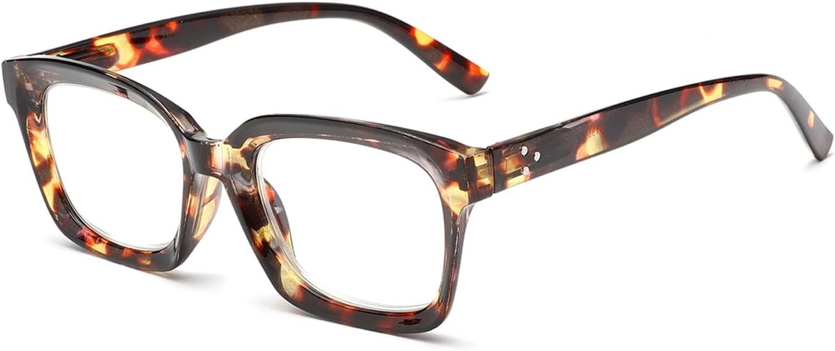 Gro?em leesbril voor dames en heren, modieus vierkant montuur, anti-blauw licht, leeshulp