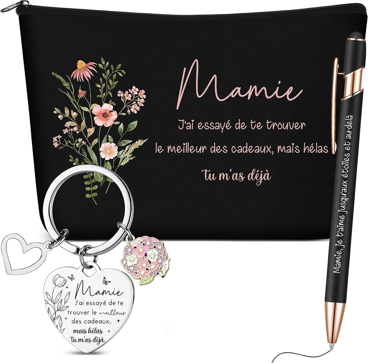 Set Van 3 Stuks Bedankcadeau Voor Vrouwen Cosmetische Tas Sleutelhanger Balpen Cadeau Voor Kerstmis Verjaardag Moederdag