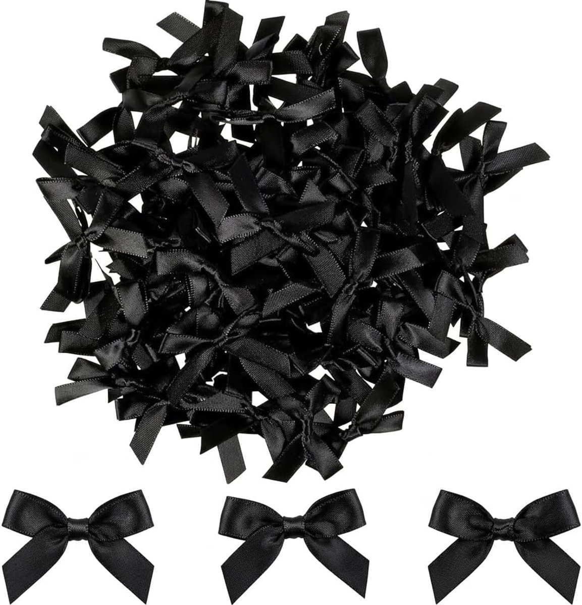 Satijnen Strikjes, 100 Stuks, 2,5 x 3 cm, Zelfklevend, voor Cadeauverpakking, Bruiloften en Kerstdecoratie