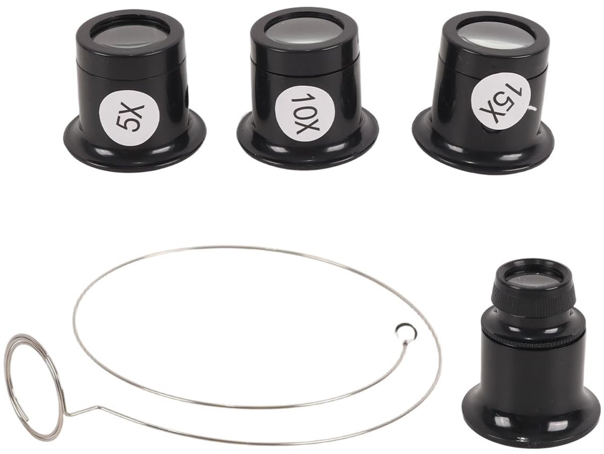 Omgoods - Set van 4 Vergrootglazen met Glasstalen Ring - 5x tot 20x