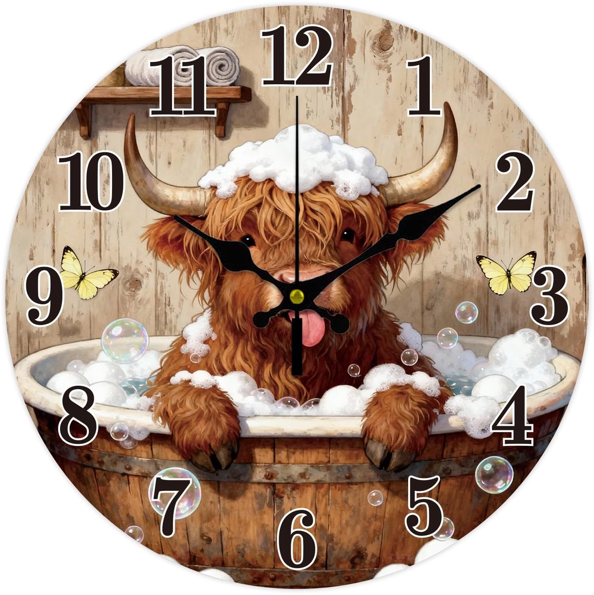 Omgoods - Wandklok met Highland Rundvee Motief, 30 cm, Stil en Uniek