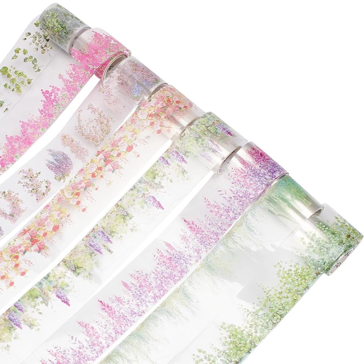 Omgoods - 8 Rollen Decoratieve Plakband met Bloemenpatroon - 5 cm Breed