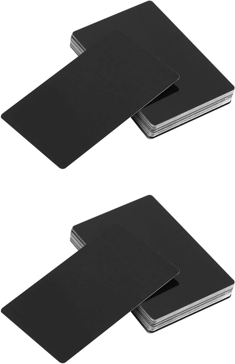 Visitekaartjes, metalen kaarten, zwart, geschikt voor inkjet- en lasermarkering, waterbestendig aluminium, gegraveerde visitekaartjes voor kantoor en bureau