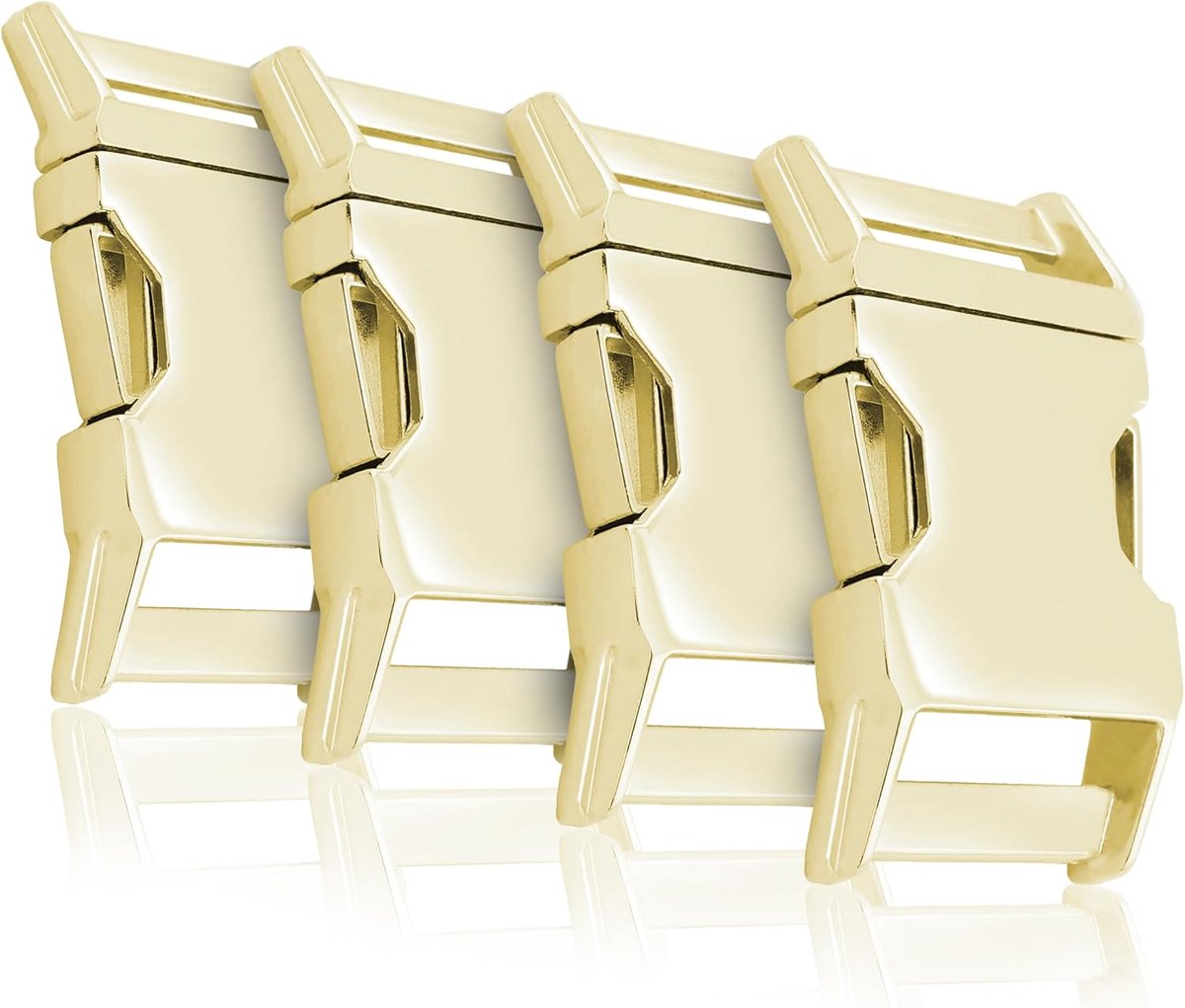 Alumaxx metalen steeksluiter 3/4" (20mm), set 4 kliksluitingen voor paracord 550 armbanden en hondenhalsbanden, geschikt voor rugzakriem, tasband en riem, glanzend messing, goudkleurig