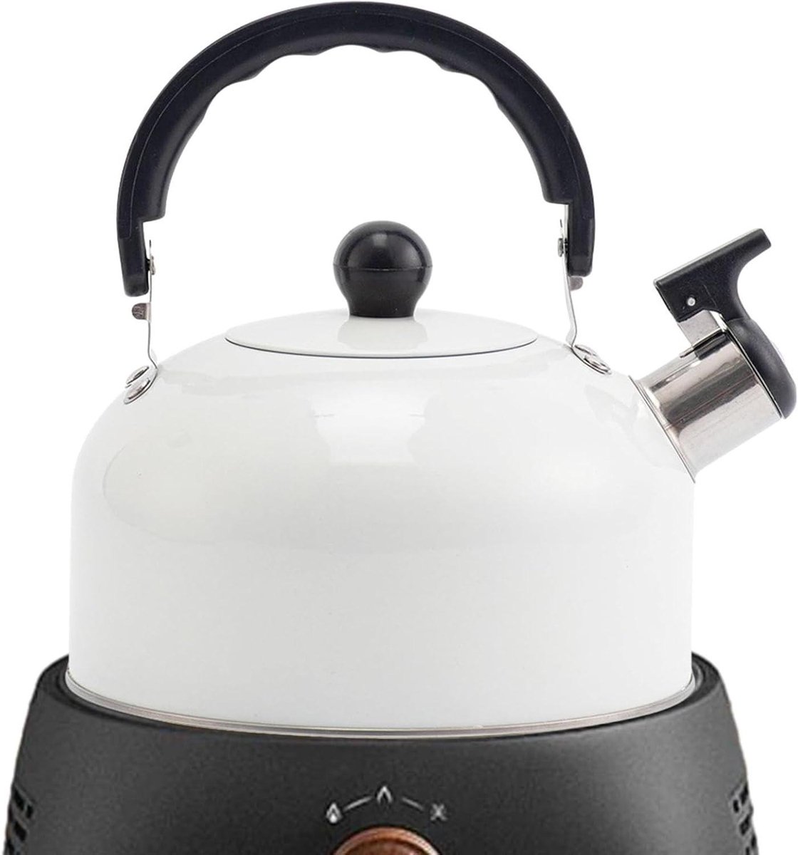 Theeketel met fluitje - Waterkoker fornuis - Thee zetten - Roestvrij staal - 3 liter - Wit