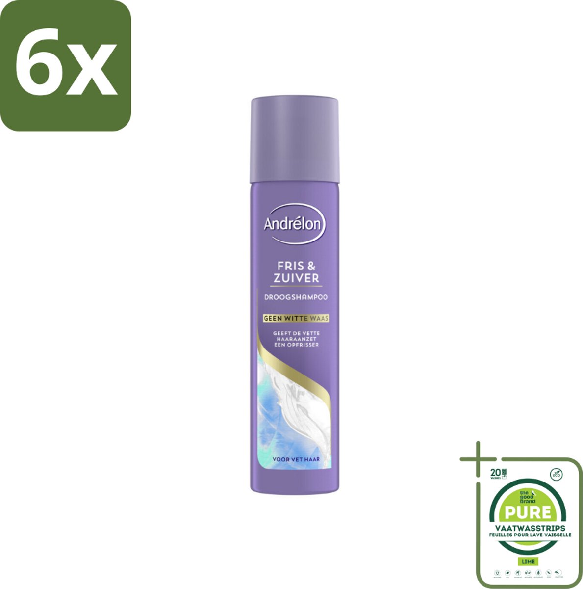Andrélon Special - Fris & Zuiver - Droogshampoo - 245 ml - Voordeelverpakking - 6 stuks - Droogshampoo - Haarverzorging