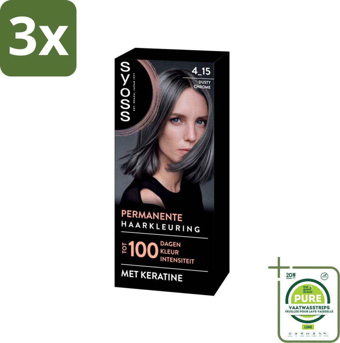 3 x SYOSS - Coloration 4-15 Dusty Chrome - Haarverf - Grijsdekking - Vermindert Haarbreuk - Grootverpakking - Permanente Haarkleuring - Haarkleur - Blond - Grijsdekking - Keratine