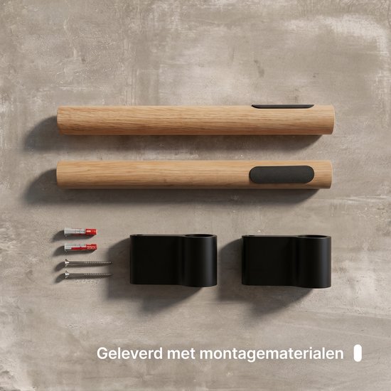 Fiets Ophangsysteem - Racefiets Muurbevestiging - Muurbeugel Fiets - Fietshaak - Eikenhout - Max Belading 15kg van Fiets. — afbeelding 4