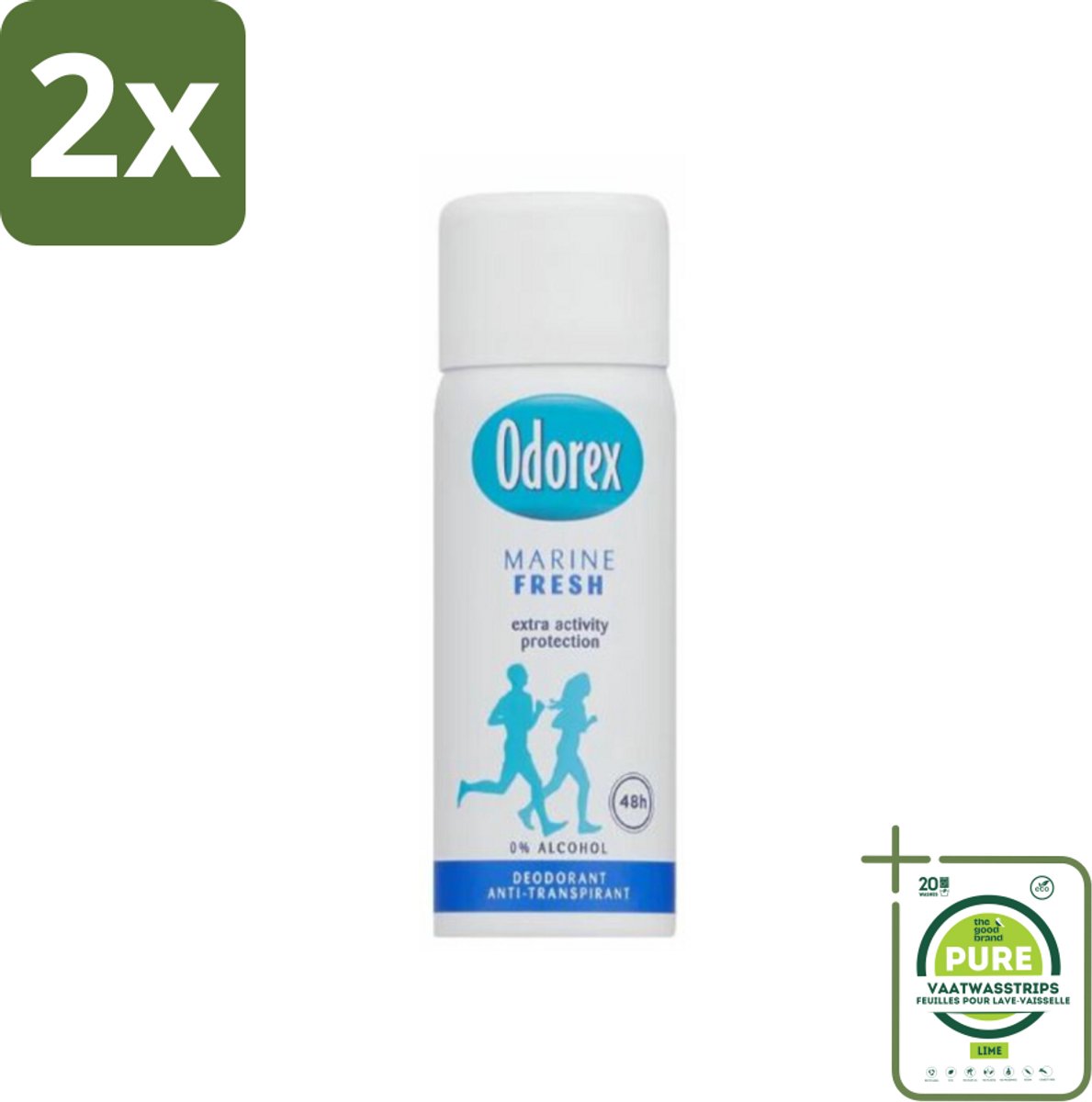 Odorex - Deodorant Spray - Mini Marine Fresh - Fris & Compact - 50 ml - Voordeelverpakking - 2 stuks - Deodorant - Antitranspirant