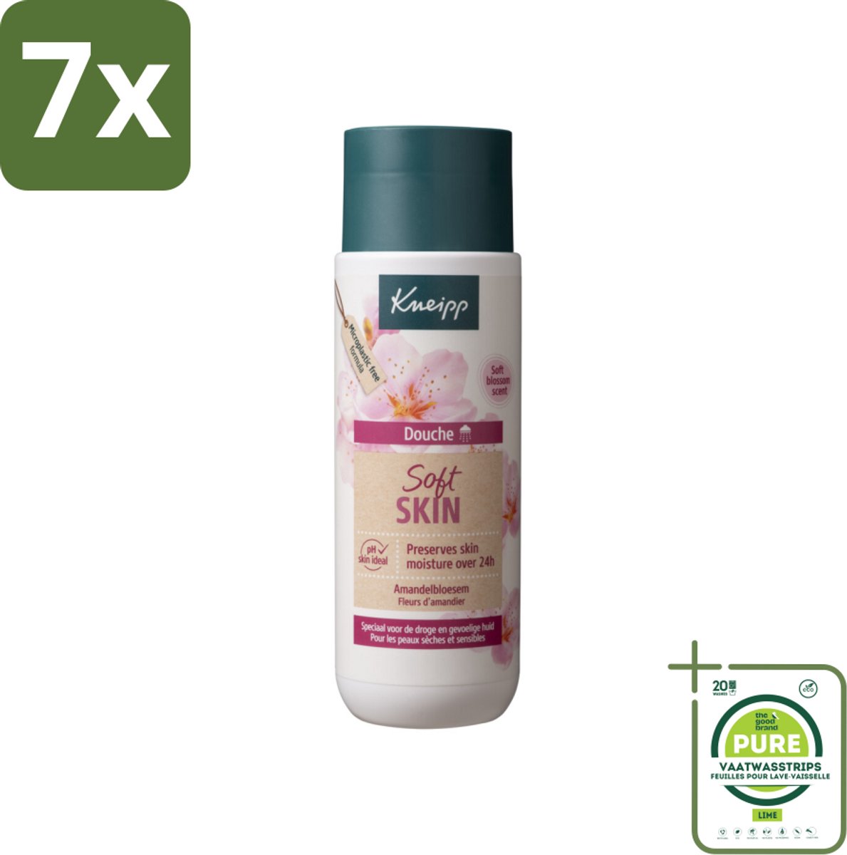 7 x Kneipp - Douchegel - Soft Skin - Amandelbloesem - 200 ml - Grootverpakking - Douchegel - Droge Huid - Gevoelige Huid - Verzorging - Amandelolie