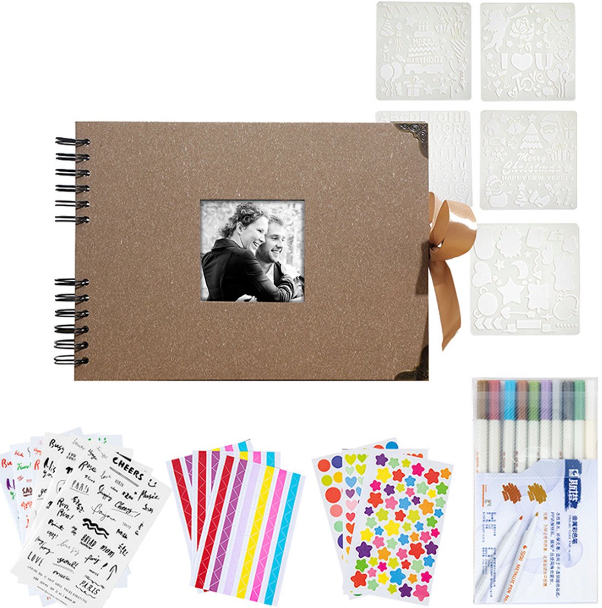 KZQ Fotoalbum met 80 pagina's - Doe-het-zelf fotoalbum - Geschikt voor 160 foto's - Omslag van PU-leer, vervangbare binnenpagina's - Geschikt voor bruiloften, verjaardagen en feesten - 29,5 x 21 cm - Koffiebruin