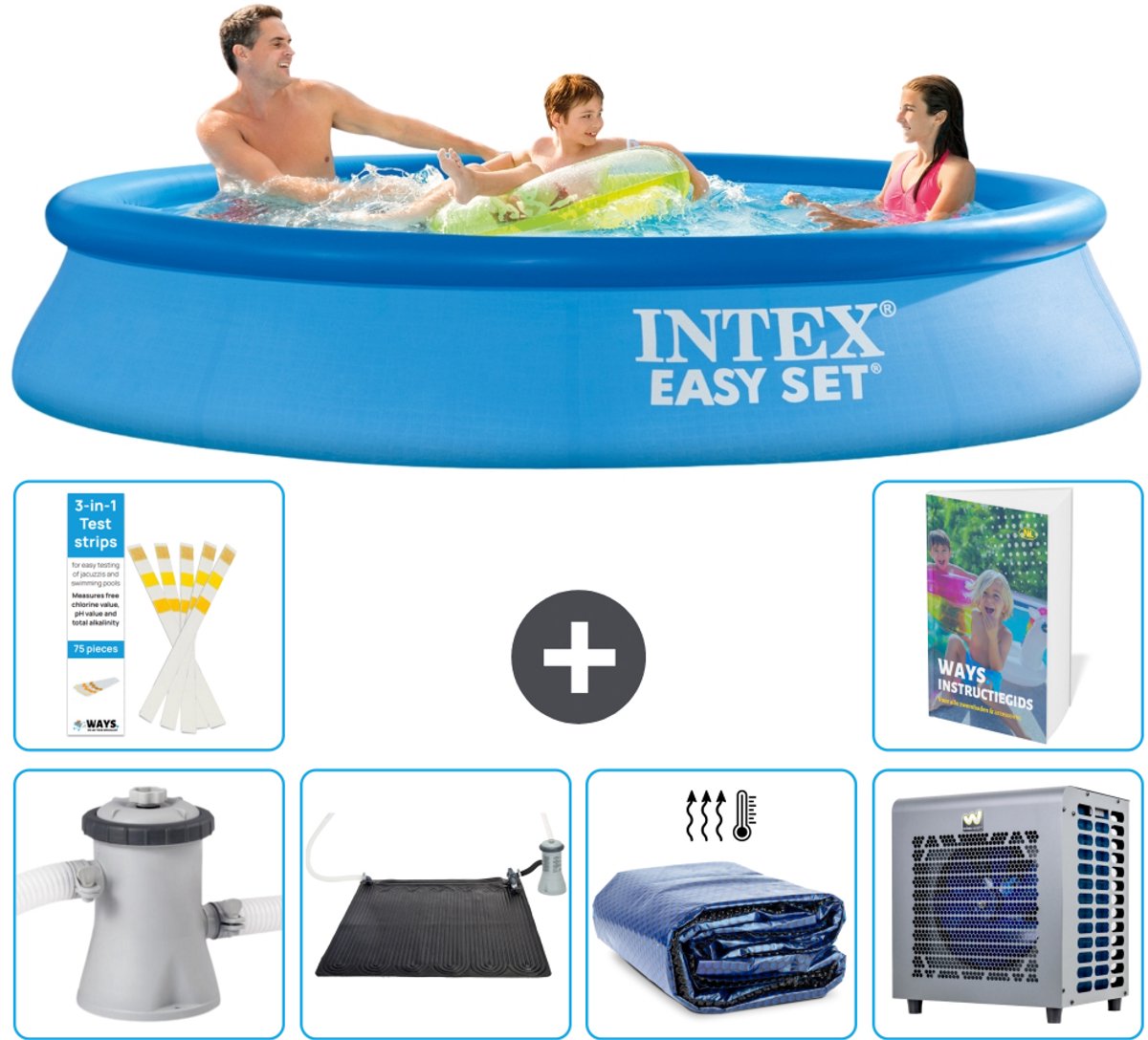 Intex Rond Opblaasbaar Easy Set Zwembad - 305 x 61 cm - Blauw - Inclusief Pomp - Solar Mat - Solarzeil - Warmtepomp - 7-delig