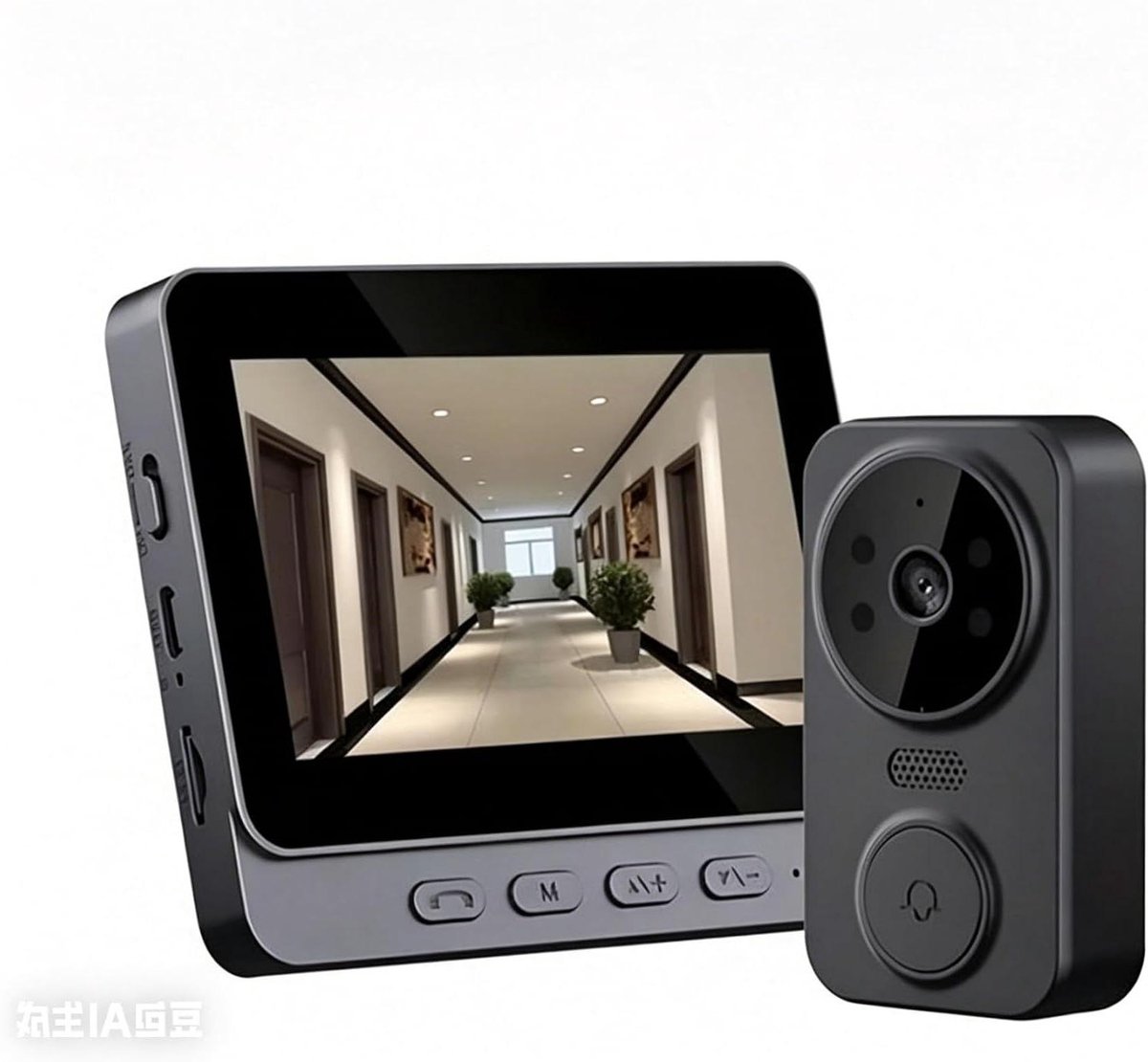 Draadloze Videodeurbel - Video Intercom - Huisbeveiliging - Geen WiFi Vereist - 43 Inch Scherm - Zwart