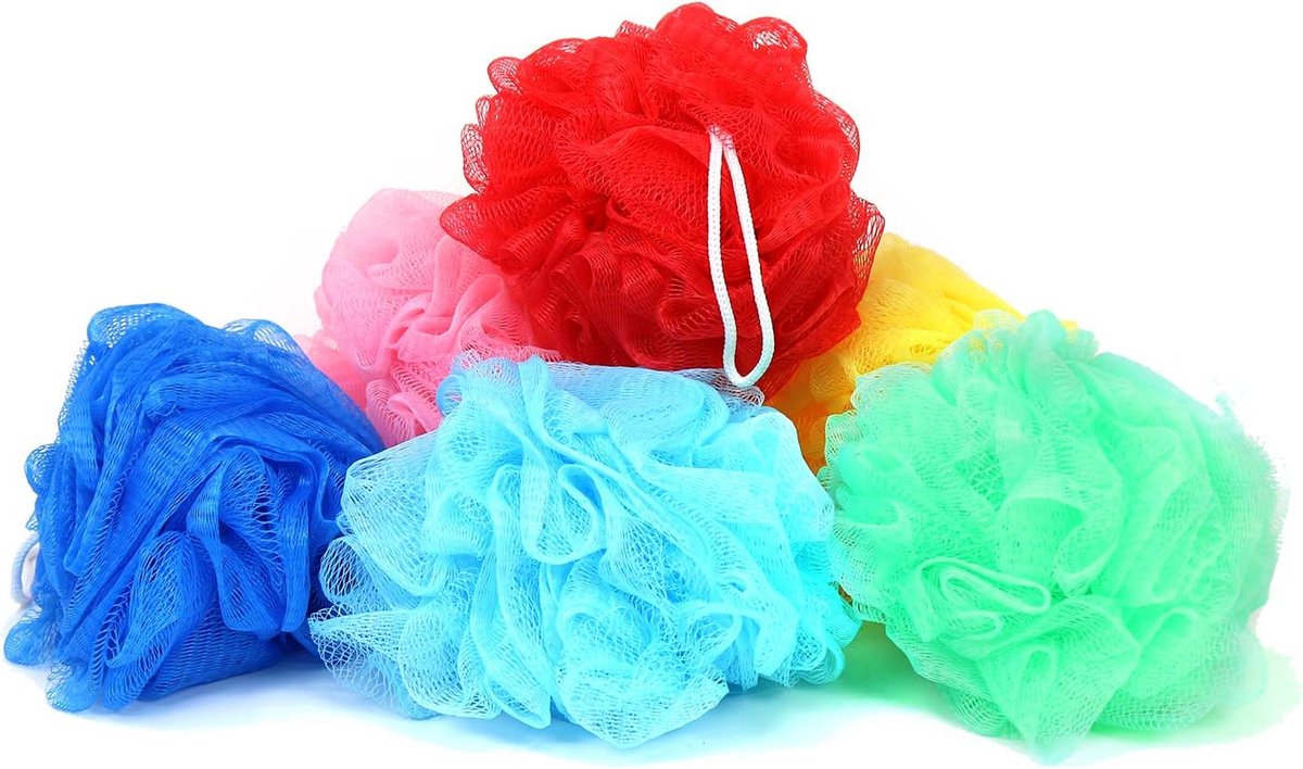 SnelShoppen - 6x Douche Spons - Bad Spons in Mooie Kleuren - Douche Was Spons - Massage Spons - Kleuren Variëren! - Ideaal voor Gevoelige Huid