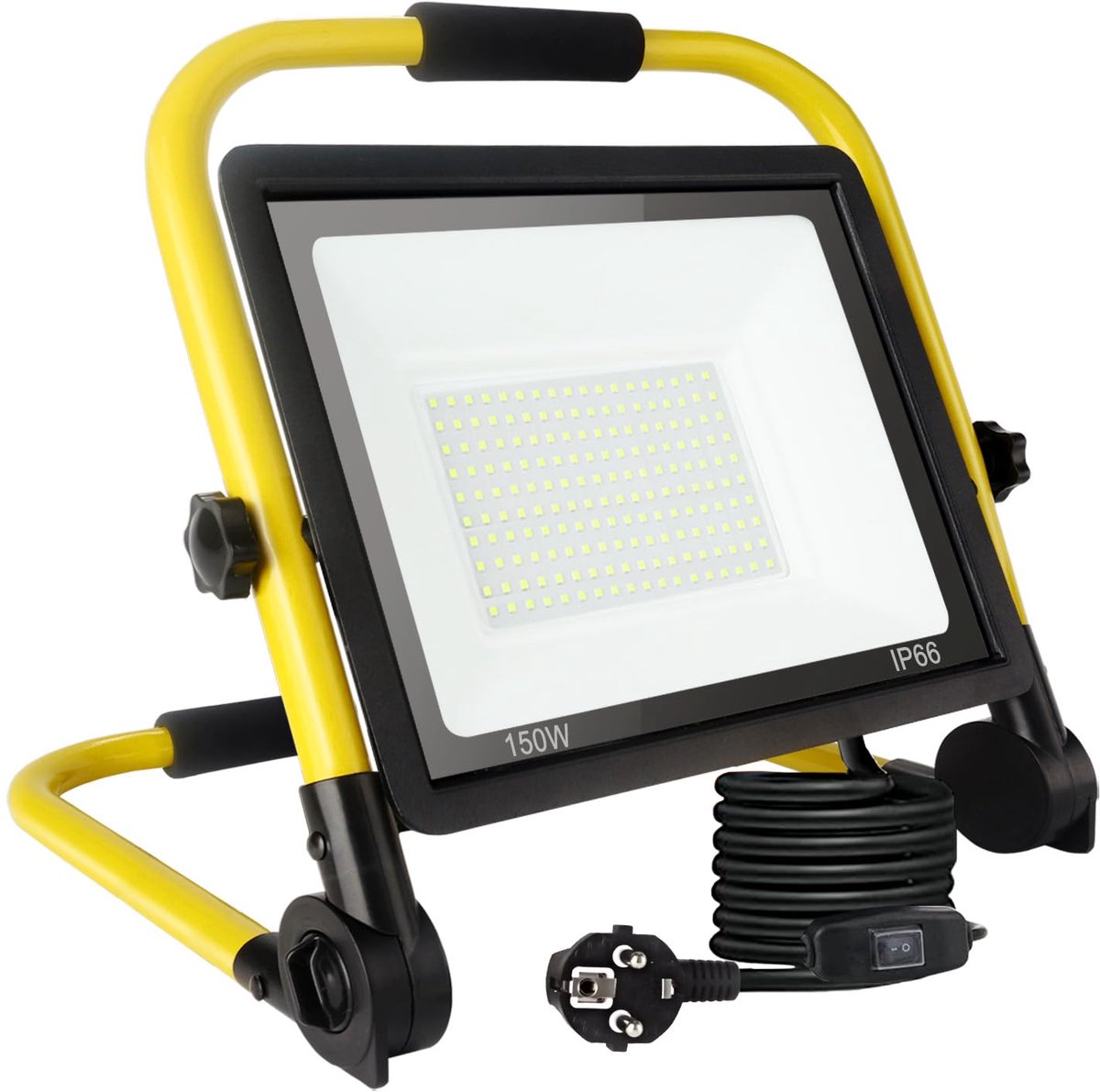 SnelShoppen - Led-bouwlamp 150 W, 15400 lumen superheldere werklamp, draagbare bouwlamp met 6000 K daglichtwit, IP66 waterdicht, EU-stekker, 3,5 m kab